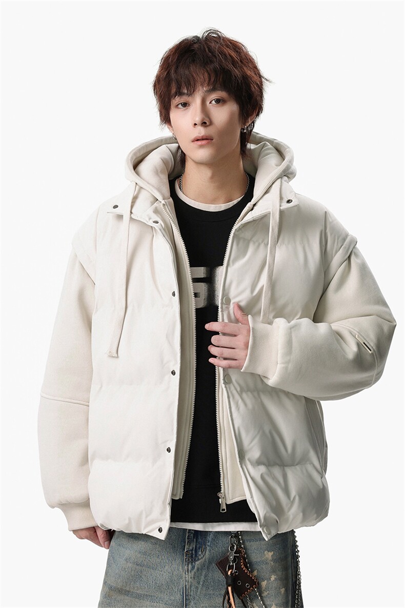 新款冬季羽绒棉服棉袄连帽假两件韩版宽松外套A436-2511-P85,男装棉衣,电商A436