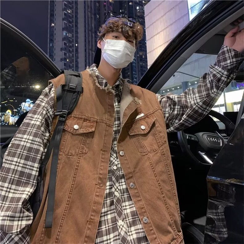 设计感小众毛边工装牛仔马甲男潮流外套复古坎肩背心MJ121-P50,男装背心/马甲,星座1103-3