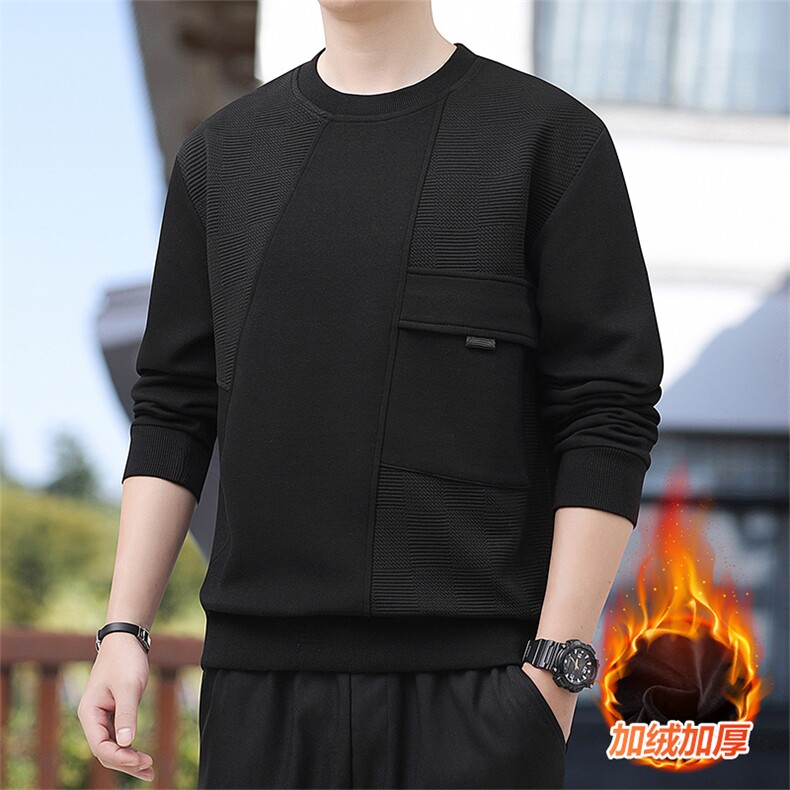 加绒加厚M-8XL休闲圆领拼接卫衣男 6081加绒-P52图片
