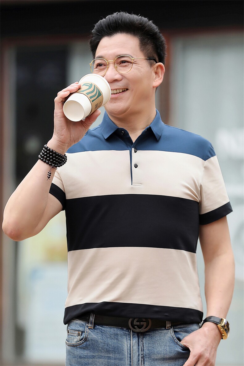 新款polo衫男士短袖2023夏季撞色翻领保罗衫商务修身休闲透气T恤,男装T恤,电商B212（原钱塘6029）