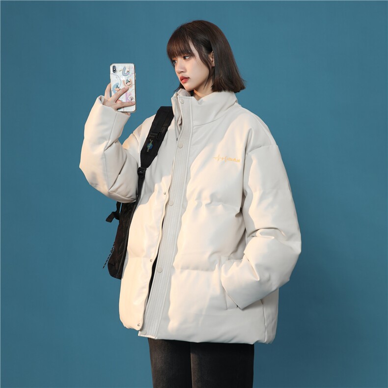 XZ-230-1MY05中性风宽松简约重磅PU皮刺绣休闲立领棉服P128控158,男装棉衣,星座230-1