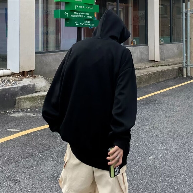 星星刺绣贴布连帽卫衣男女秋冬季潮牌宽松美式高街外套W8532-P55,男装卫衣,星座1008