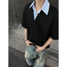 1506/QD9150/P39假两件衬衫领短袖T恤男款夏季潮牌凉感半袖，男装T恤，星座1506