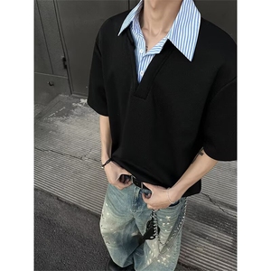 1506/QD9150/P39假两件衬衫领短袖T恤男款夏季潮牌凉感半袖图片