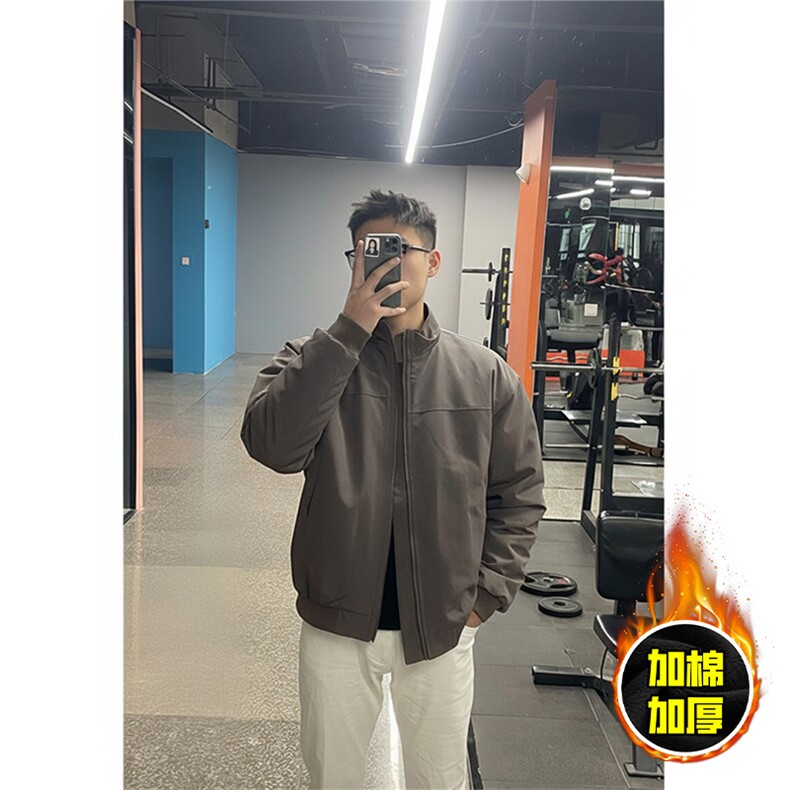 现货秋冬季美拉德立领飞行立领夹克boxy廓形棉衣高街加厚加棉外套，男装夹克，电商A486