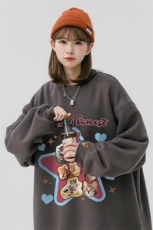 中性风秋季时尚百搭宽松卡通印花情侣套头卫衣W1032P30控48，男装卫衣，A247A