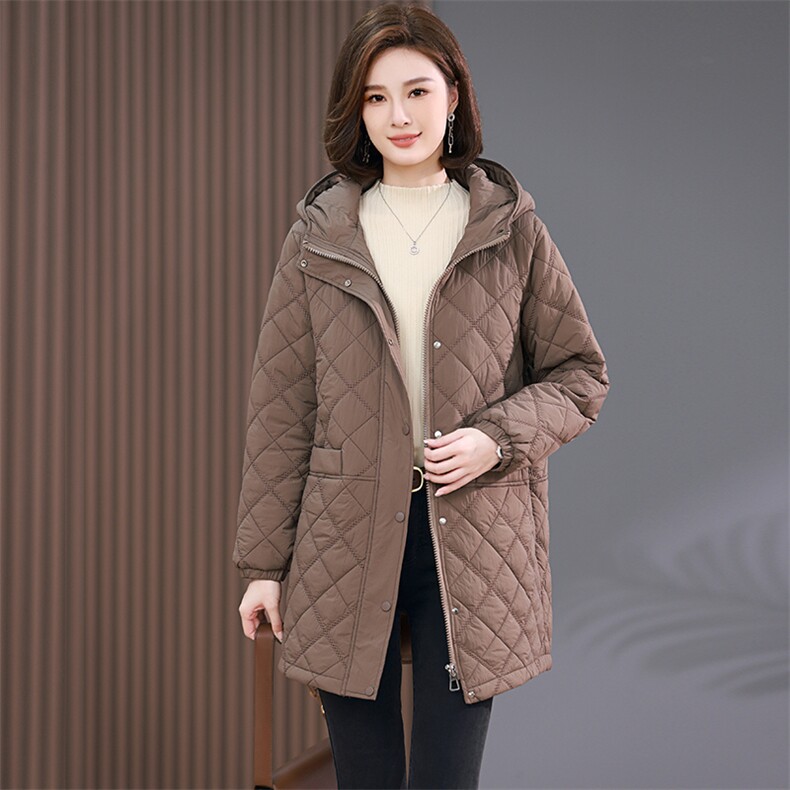 时尚显瘦中长款棉服女保暖轻薄羽绒棉外套冬季新款韩版宽松大码女装棉衣,女装棉衣/棉服,韩派