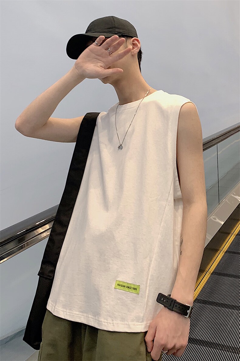 （港风模）A090新款夏季纯色汗背心男大码100%棉B,男装背心/马甲,电商A089-1