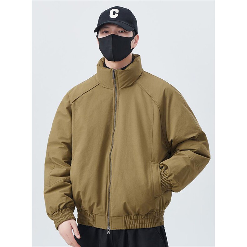 现货美式高街休闲夹克冬季三防立领纯色户外工装加厚棉服外套,男装夹克,电商A486