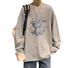 CX24-P25大码长袖t恤男春季新款打底衫男港风圆领卫衣男图片