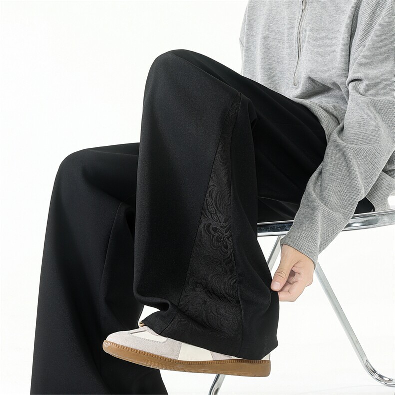 高个子cleanfit弯刀西装裤子男款秋冬季美式高街宽松直筒休闲西裤，男装西裤，星座504