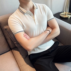 2026夏季基础款短袖翻领T恤Polo衫高品质轻奢修身半袖男T063-P38，男装T恤，电商D342