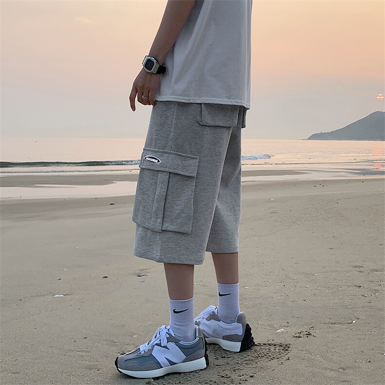 ins纯色短裤夏装潮流外穿潮韩版短裤运动七分裤休闲裤K280-P28,男装休闲裤,星座512-2