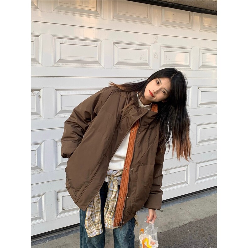 冬季保暖美拉德双面穿立领棉服外套男女美式复古宽松情侣加厚棉衣图片