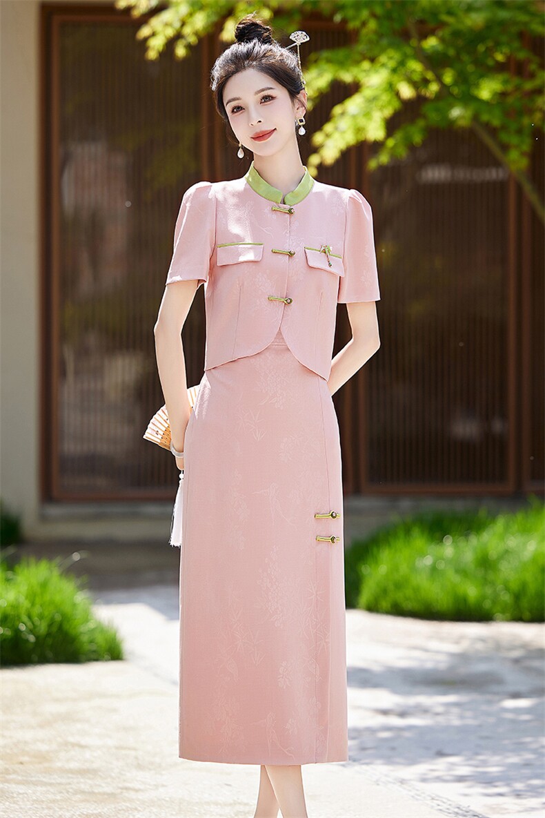 朱雀记粉色旗袍敬酒服新娘新款订婚礼服裙套装新中式结婚便装无袖,女装套装/套裙,布芭啦
