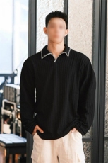 网图慎用老钱风休闲纹理感麦穗纹长袖T恤男大码T24524-特P40控78，男装T恤，电商A001