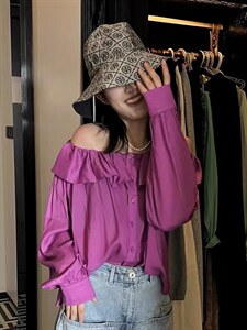 韩版一字肩小衫,其它,后来伽