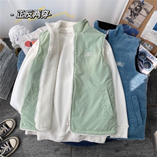 秋冬双面穿马甲加厚棉衣羊羔绒外套港风夹克1016-1MJ003P68K89，男装夹克，星座1016-1（原电商B408-1）