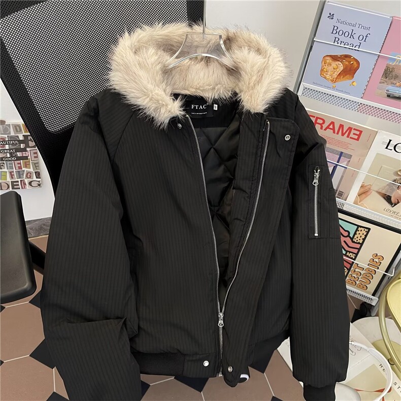 美式潮牌毛领加厚短款棉服男女冬季cleanfit保暖棉衣M0776-P93,男装棉衣,星座308B-2
