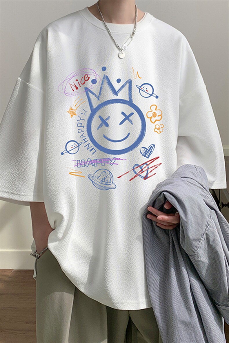 春夏季七分袖t恤男大码五分袖男短袖中袖Q11180-P30,男装T恤,电商A040