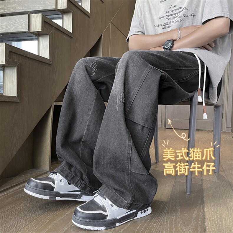 美式夏季薄款牛仔裤男潮流宽松显瘦直筒休闲长裤K750-特批-45图片