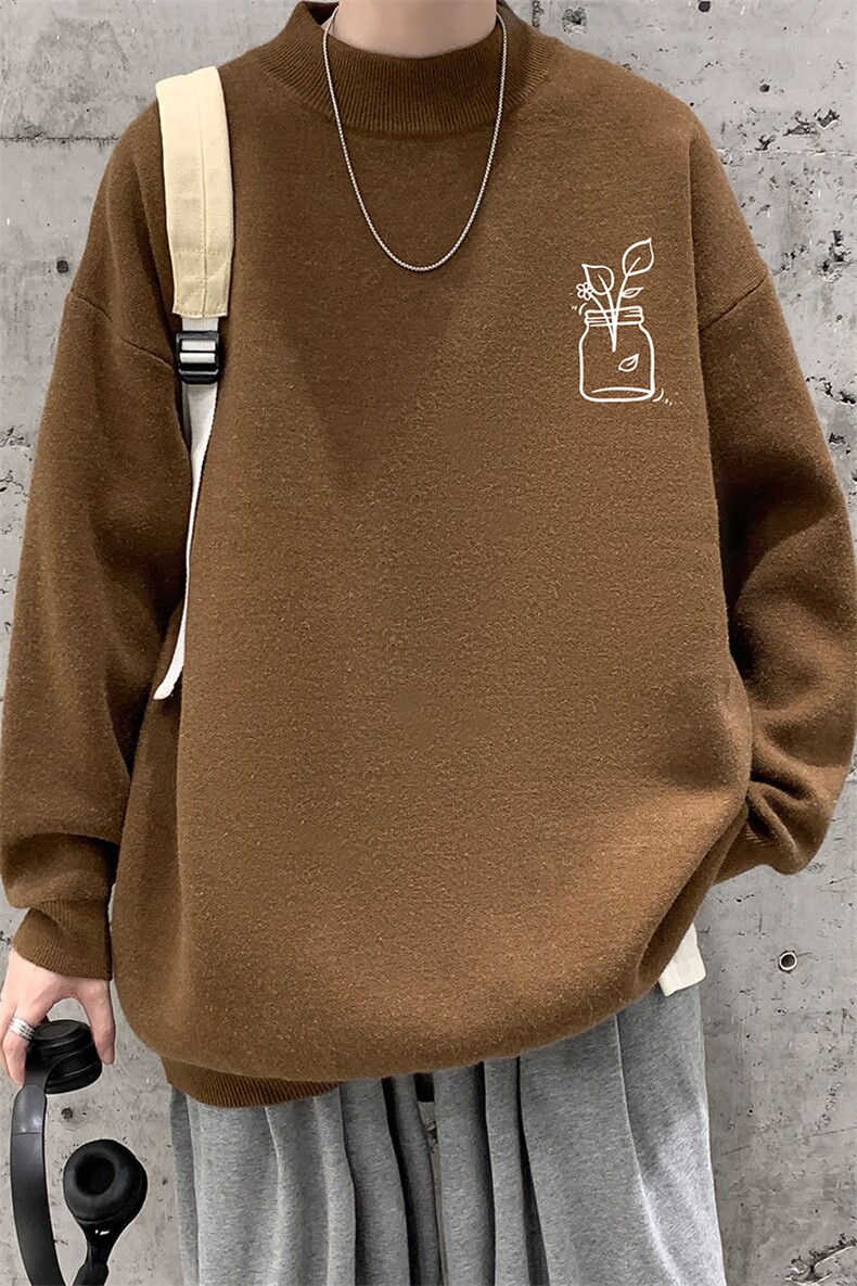 半高领毛衣男大码胖子针织衫毛线衣M18430-P45加绒款-P65,男装针织衫/毛衣,电商A040