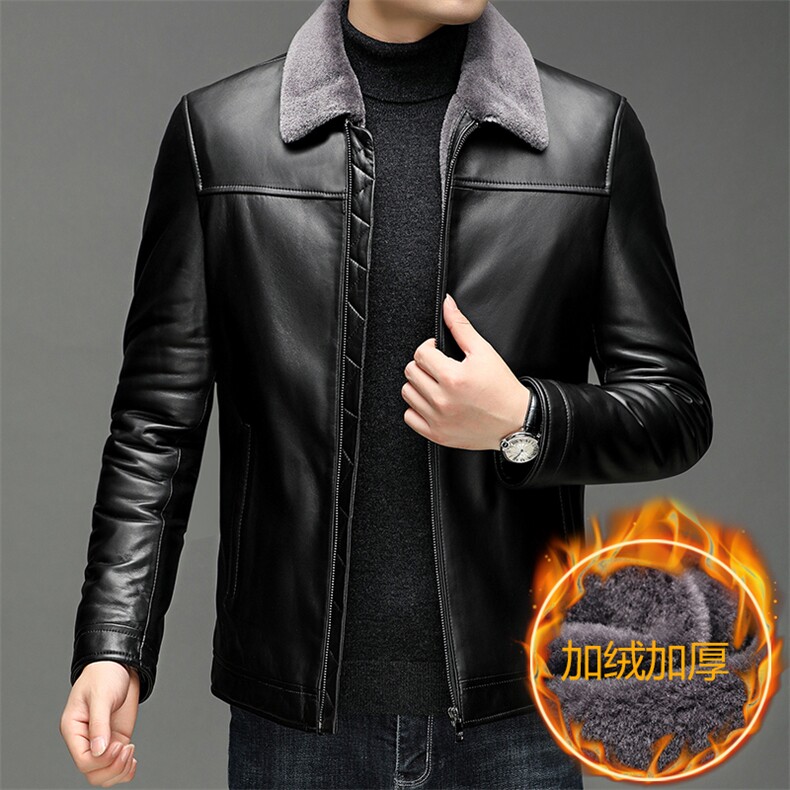 XHH2070秋冬新款海宁皮衣男士加绒加厚绵羊皮夹克翻领P740，男装皮衣，电商B360