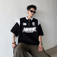 2025新款半拉链polo衫短袖黑色t恤半袖夏季情侣男女现货T1856-P30，男装Polo衫，星座512-3