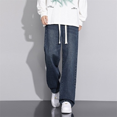 C009-P45春夏新款牛仔裤男士休闲宽松系绳长裤子【控79】M-5XL，男装牛仔裤，星座1204