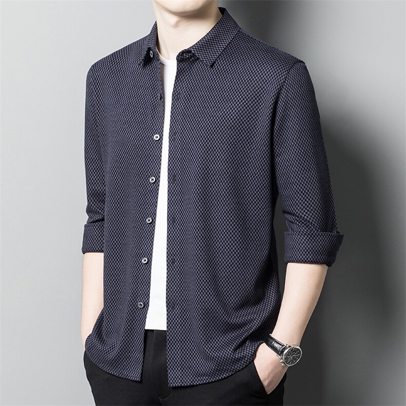 AFG15097钱塘2020-3中年男士秋装长袖商务休闲简约衬衫货稳P150,男装衬衫,钱塘207-3