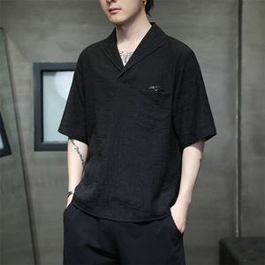新中式提花风潮T恤短袖民族服饰刺绣时尚天丝材质T2416-P65图片