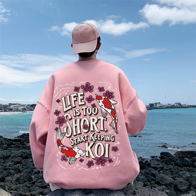 直播品质340克重磅纯色华棉美式卫衣圆领印花大码 XZ517A-BK12119图片