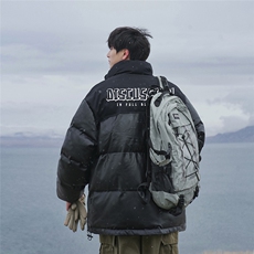 港风23新款冬季时尚百搭宽松情侣PU皮棉服外套MY6403特批95控158，男装棉衣，电商A268A