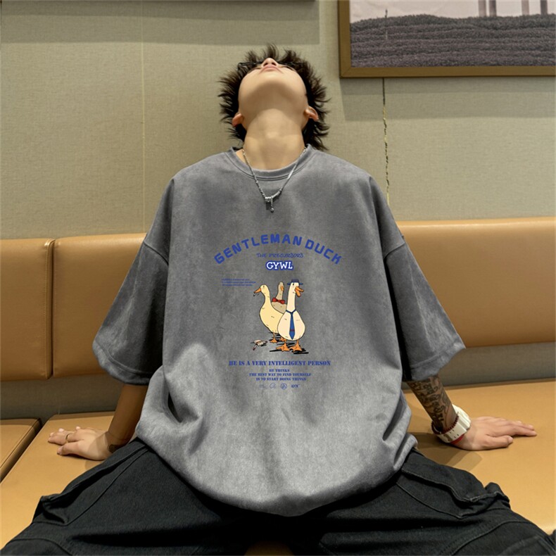 特P19控382024夏季新款麂皮绒圆领短袖T恤RT453,男装T恤,电商B370