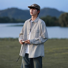 SJ-217-2-CS24415-特P45cityboy日系条纹长袖衬衫工装衬衣外套男，男装衬衫，星座217-2