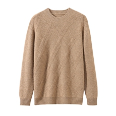 男款秋冬衫35%7针菱形圆领男装，男装羊绒套衫，飞邦羊绒