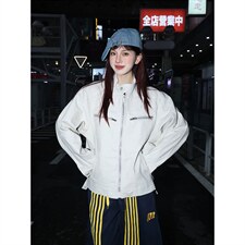 26春装高品质老钱风立领夹克外套男女美式潮牌拉链工装风宽松上衣，男装夹克，电商A486