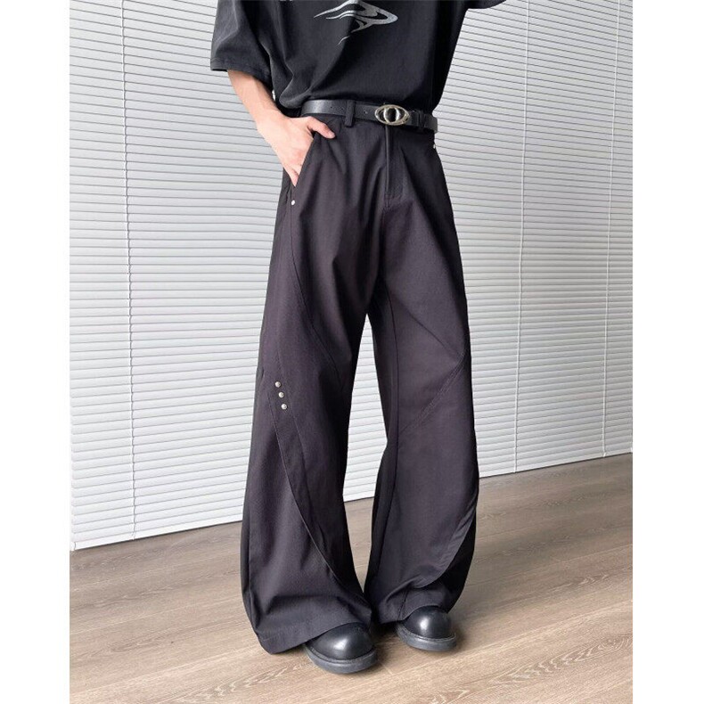 美式垂感铆钉弯刀休闲西裤男士潮牌cleanfit宽松长裤子K6137-P53,男装休闲裤,星座412-3