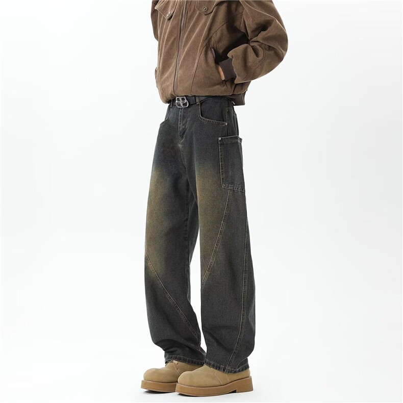 美式街头做旧牛仔裤男春直筒欧美高街vibe风长裤子NZ2-P53，男装牛仔裤，星座308B-2