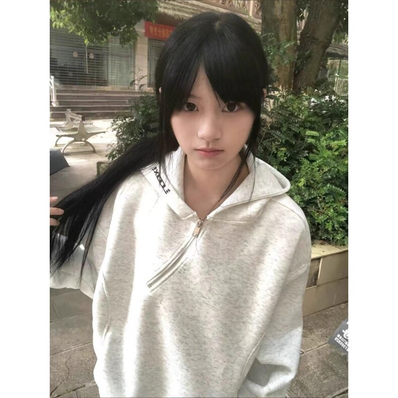 美式高街字母刺绣连帽卫衣男款秋季潮牌宽松情侣装青少年拉链外套,女装短外套,星座506A