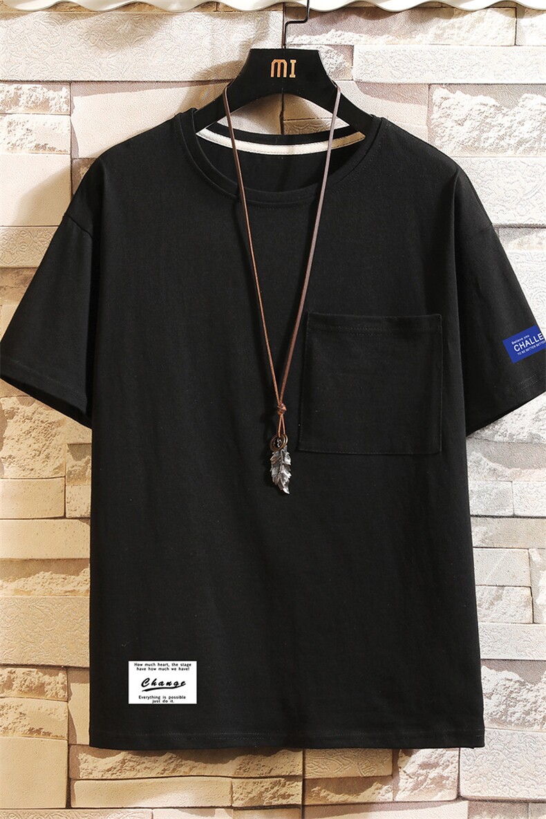DX24062-P25大口袋百搭短袖t恤男大码半袖体恤上衣服,男装T恤,电商A040A