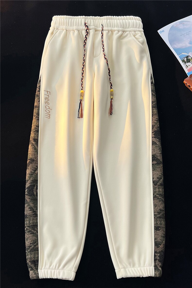 8XL-M春季新中式民族风束脚卫裤男潮牌拼接刺绣休闲裤KZ024P45,男装休闲裤,电商B312