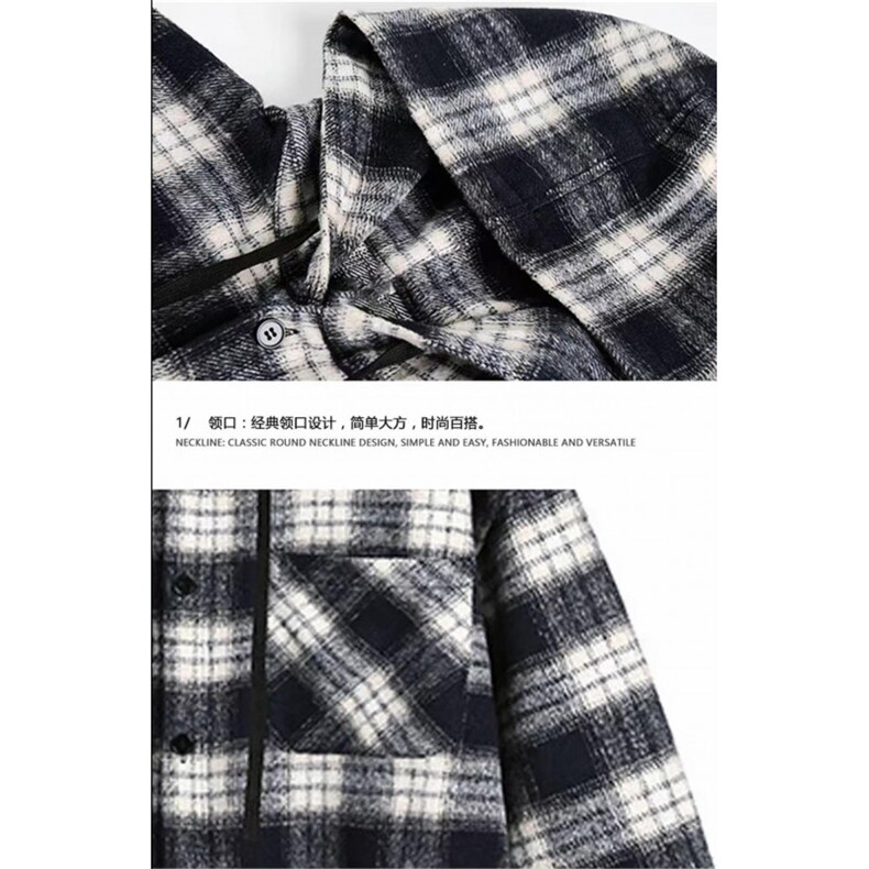 网图！早秋新品复古格子外套潮牌设计连帽休闲感-EX51094-特批50,男装衬衫,电商A061