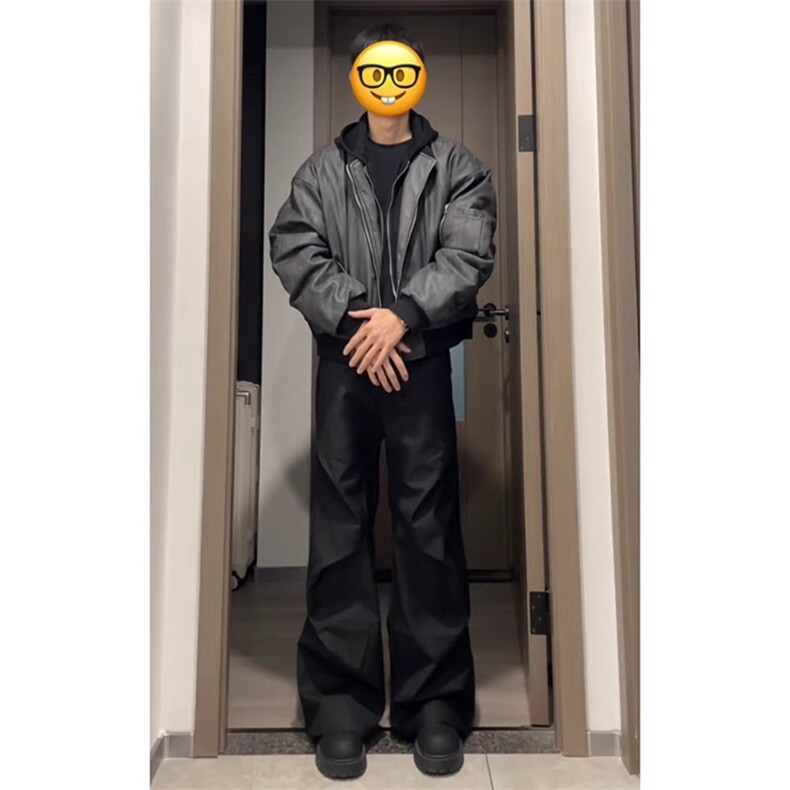假两件外套男秋冬季新款潮流宽松休闲连帽PU皮夹克帅气L76388-P79,男装夹克,星座1008