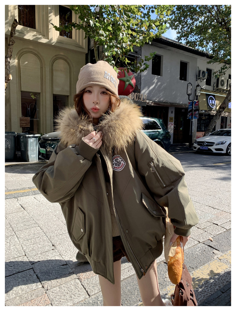 连帽保暖派克服女冬小个子时髦洋气工装短外套,女装派克服,浙宝212A