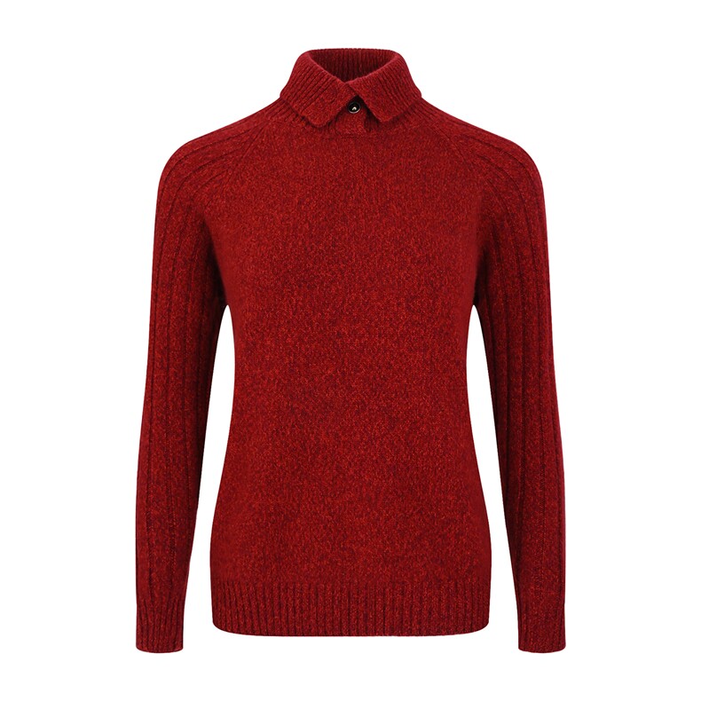 2025年秋季时尚百搭通勤简约休闲花纱高翻领半开领，女装羊绒衫，玖雪绒羊绒