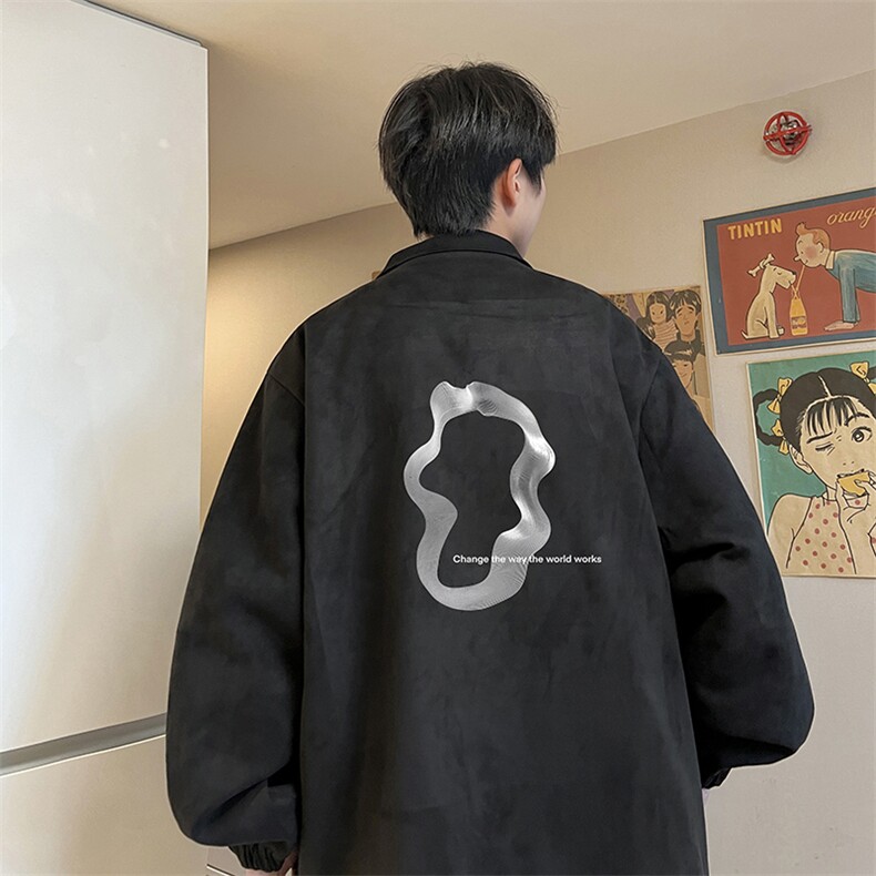 麂皮绒夹克男大码立领褂子外套JK85390-P68加绒款-P78,男装夹克,电商A040