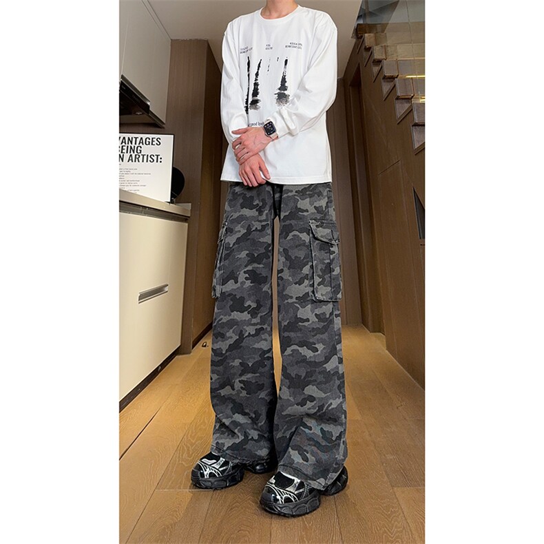 现货高街辣妹宽松阔腿直筒口袋工装迷彩裤男女K5815-P65控89,男装工装外套,星座205