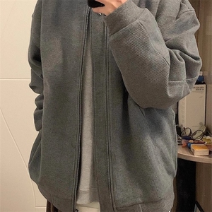 W19复古日系华夫格重磅棒球服外套男女潮牌情侣休闲百搭夹克图片