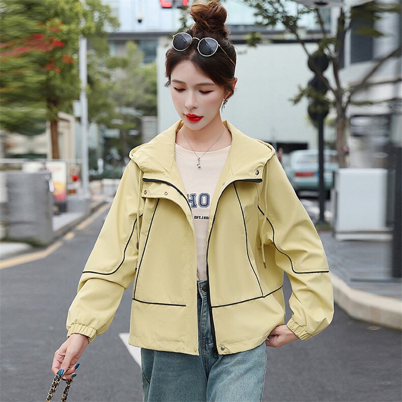 （现货）新款时尚休闲连帽外套女,女装短外套,韩蔻秀
